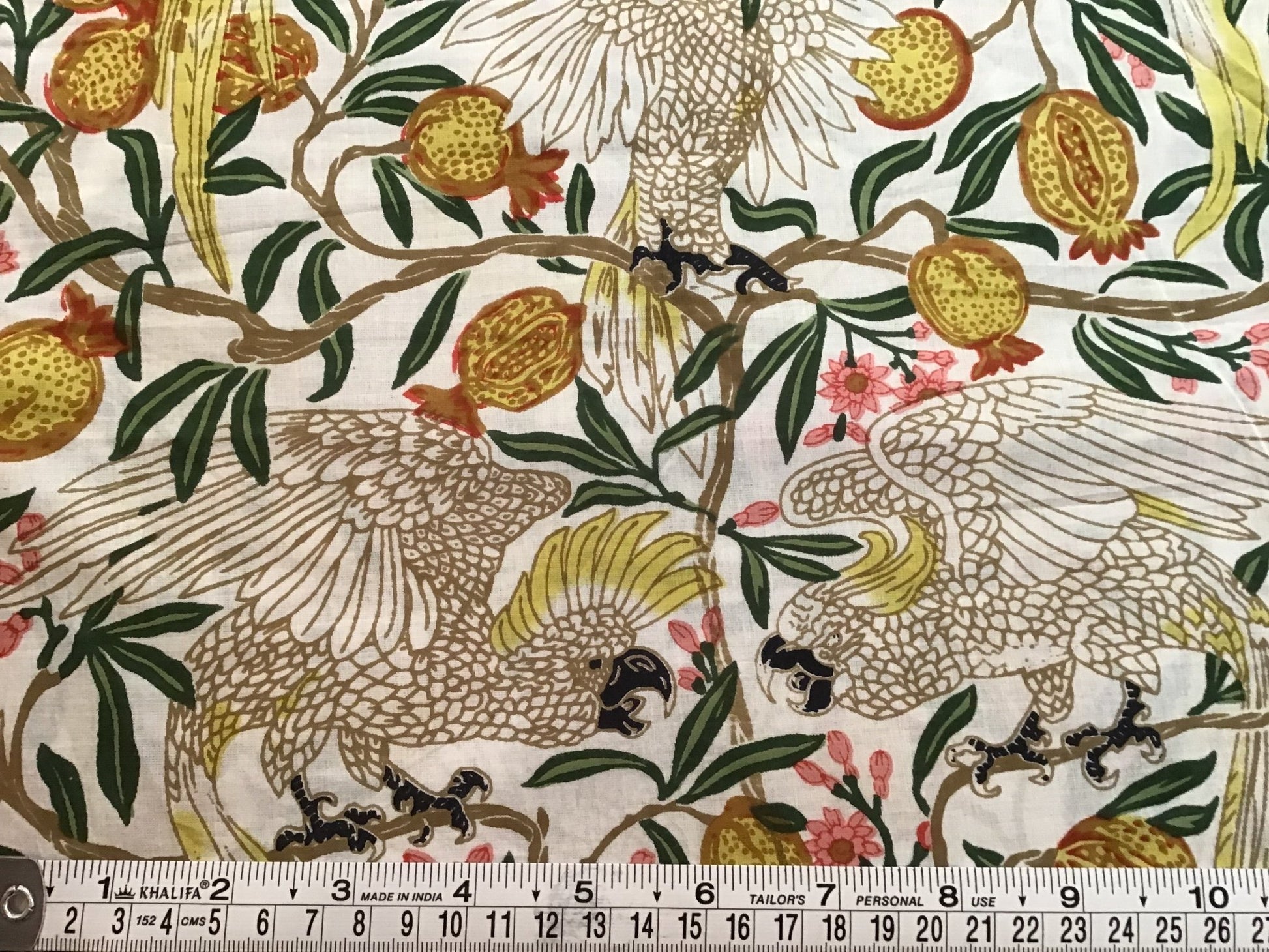 cockatoo party Screen Printed Fabric 100% Cotton - Violet Elizabeth - Haberdashery