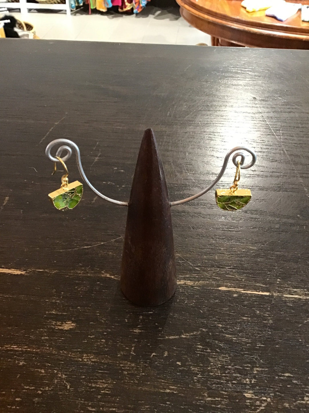 Crackle Half Moon Peridot Gold Earrings - Violet Elizabeth - Jewellery