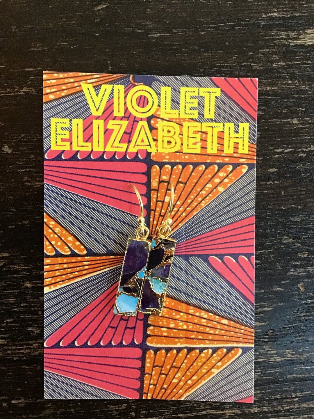 Crackle Mini Turquoise & Blue Jasper Gold Earrings - Violet Elizabeth - Jewellery