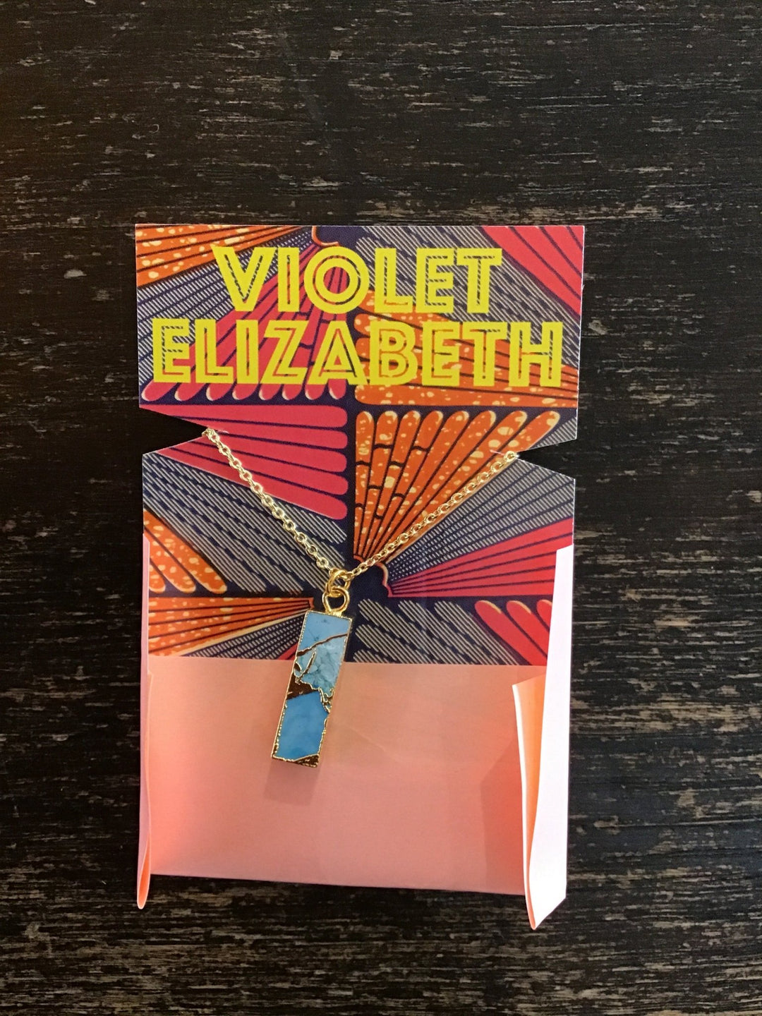 Crackle Mini Turquoise Gold Necklace - Violet Elizabeth - Jewellery