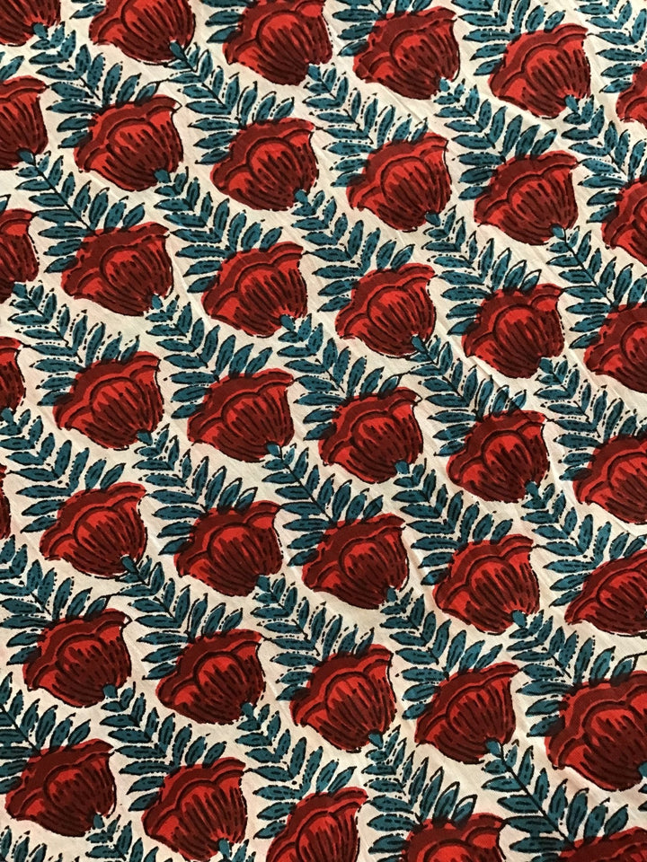 Crenelation Grey Print Block Printed Cotton Fabric