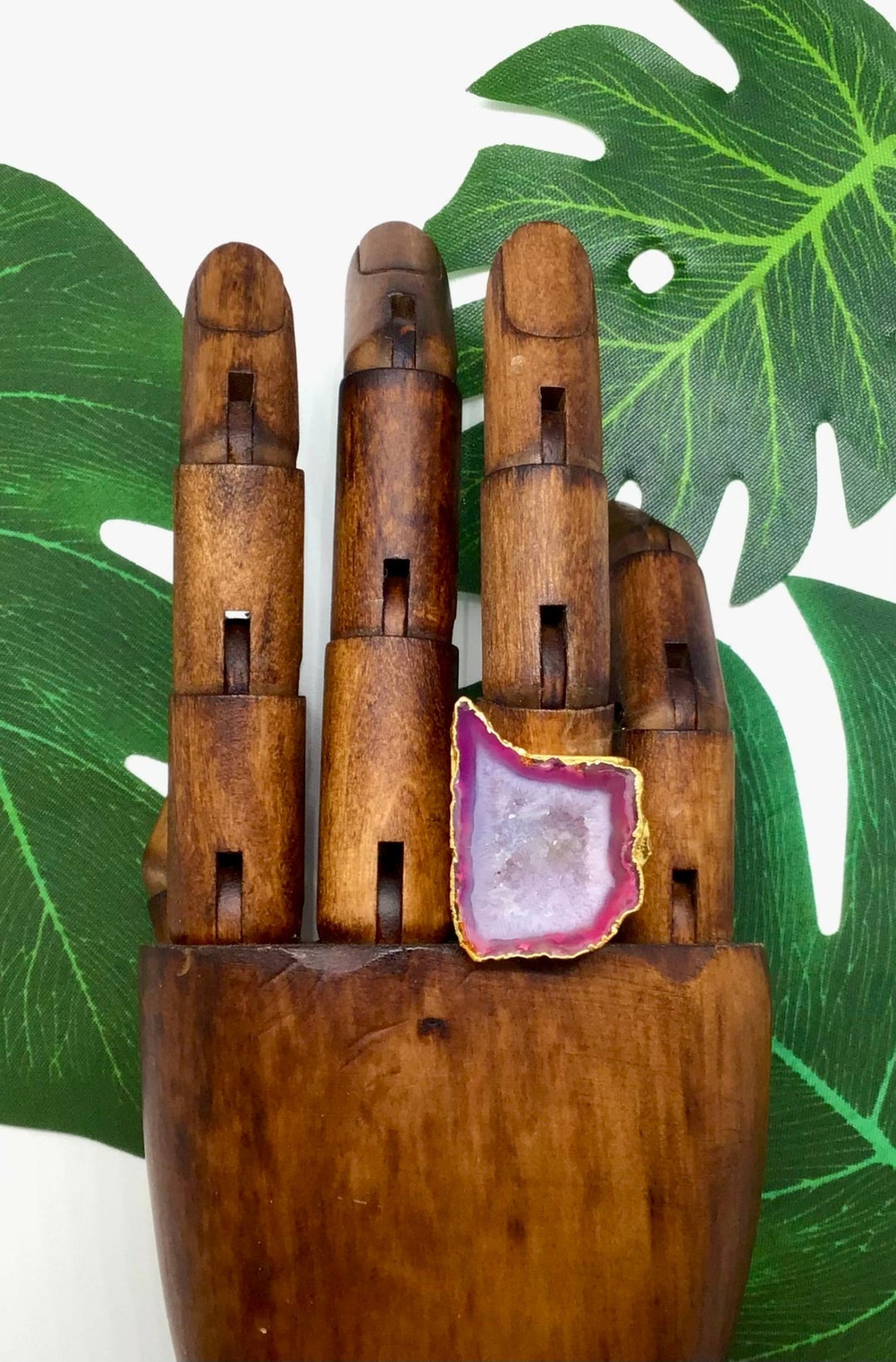 Crimson Wonder and sparkle Agate Slice Ring - Violet Elizabeth - Jewellery