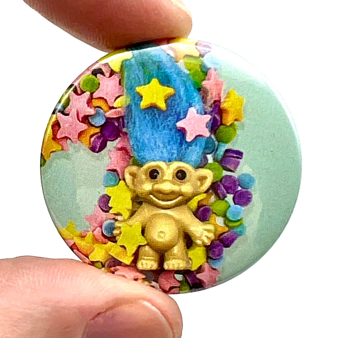 Cute Magical Troll Button Pin Badge - Violet Elizabeth - 