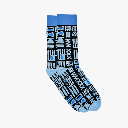 Tribal Blue Socks: M