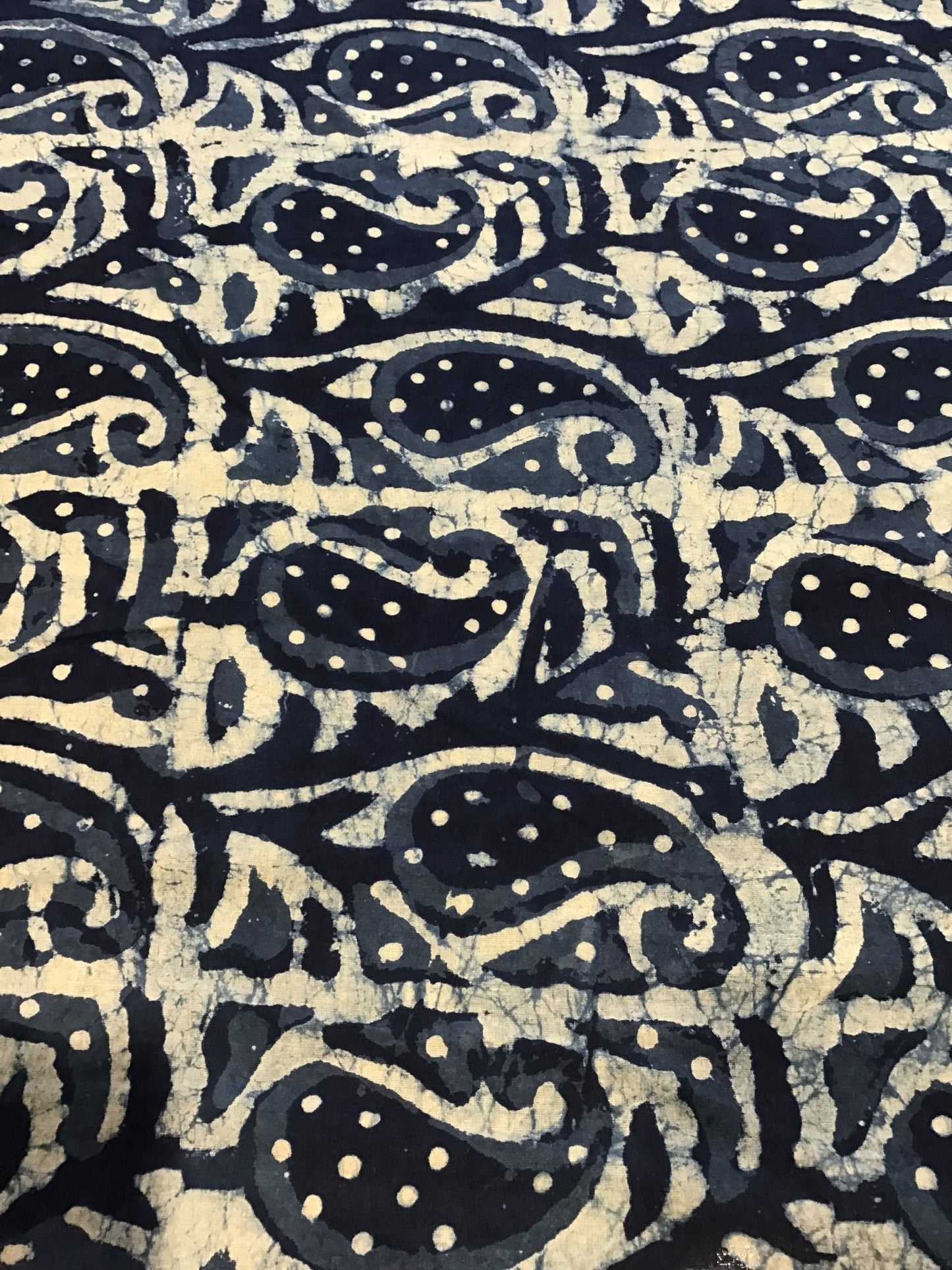 Denhim paisley abstract Batik Hand Printed Pure Cotton Fabric - Violet Elizabeth - Haberdashery