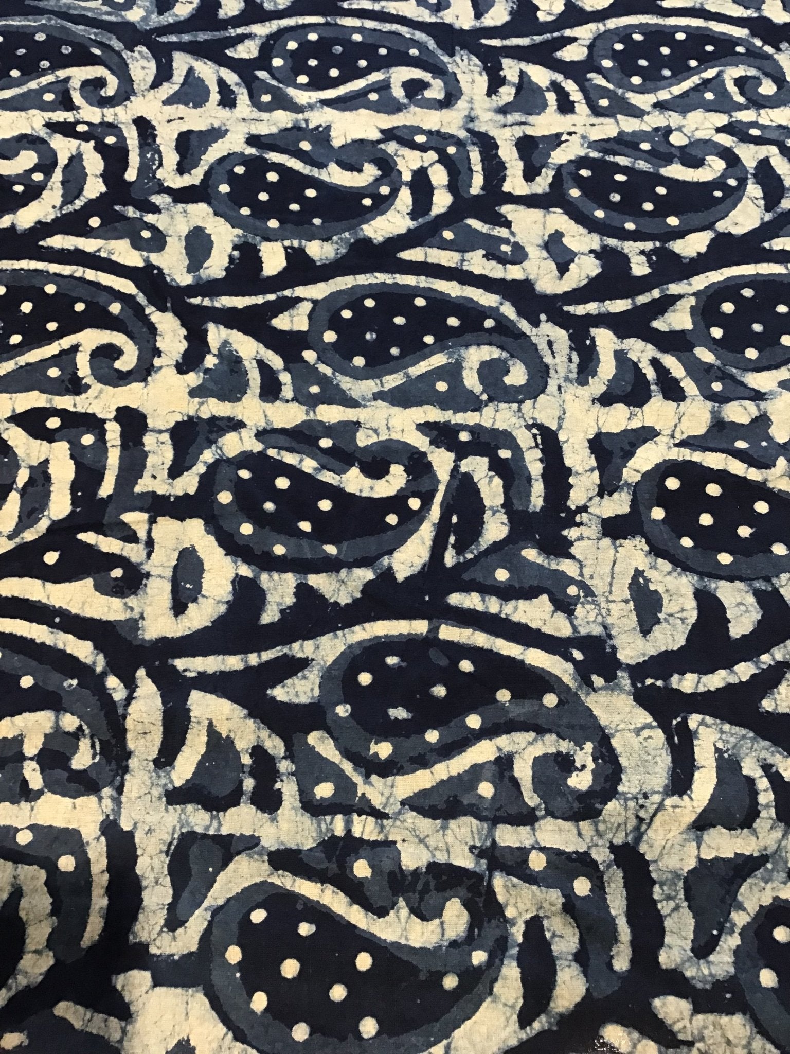 Denhim paisley abstract Batik Hand Printed Pure Cotton Fabric - Violet Elizabeth - Haberdashery