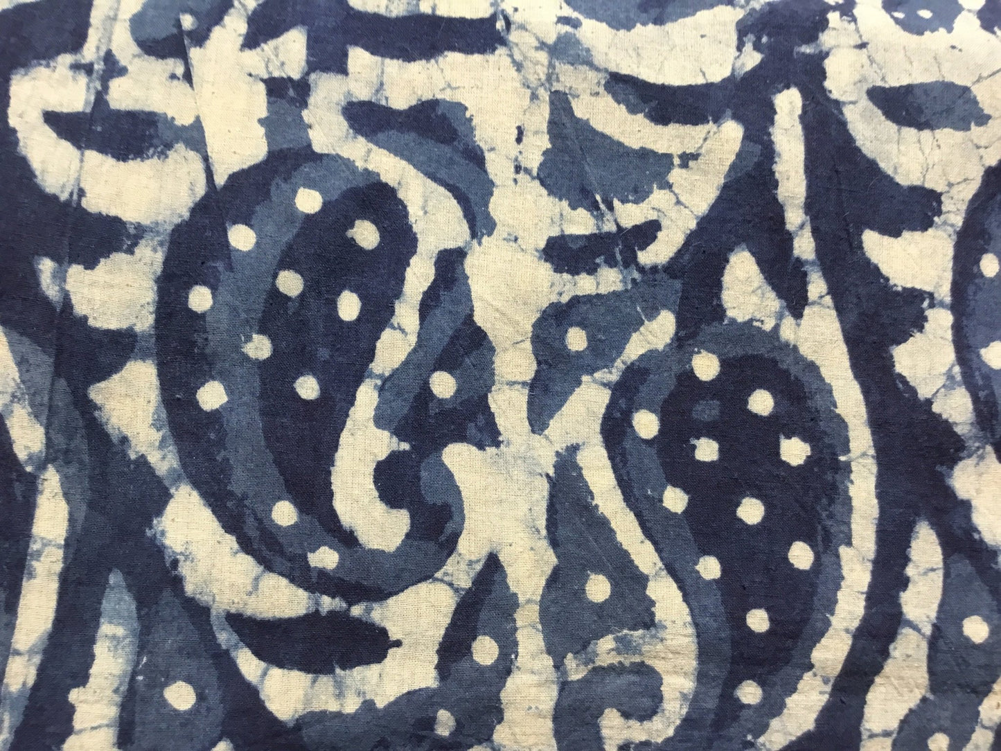 Denhim paisley abstract Batik Hand Printed Pure Cotton Fabric - Violet Elizabeth - Haberdashery
