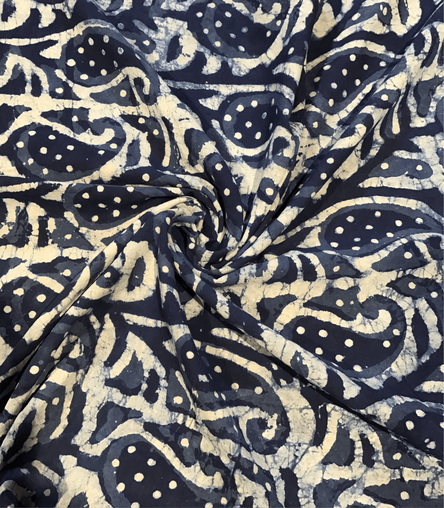 Denhim paisley abstract Batik Hand Printed Pure Cotton Fabric - Violet Elizabeth - Haberdashery