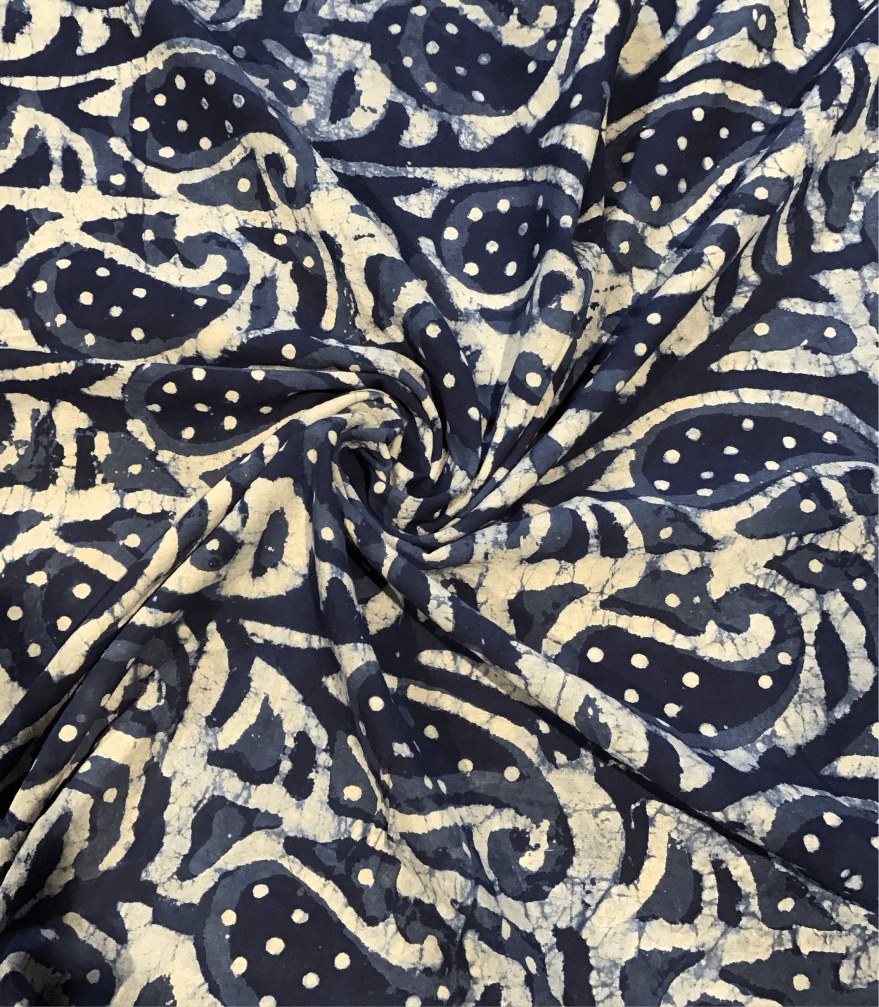 Denhim paisley abstract Batik Hand Printed Pure Cotton Fabric - Violet Elizabeth - Haberdashery