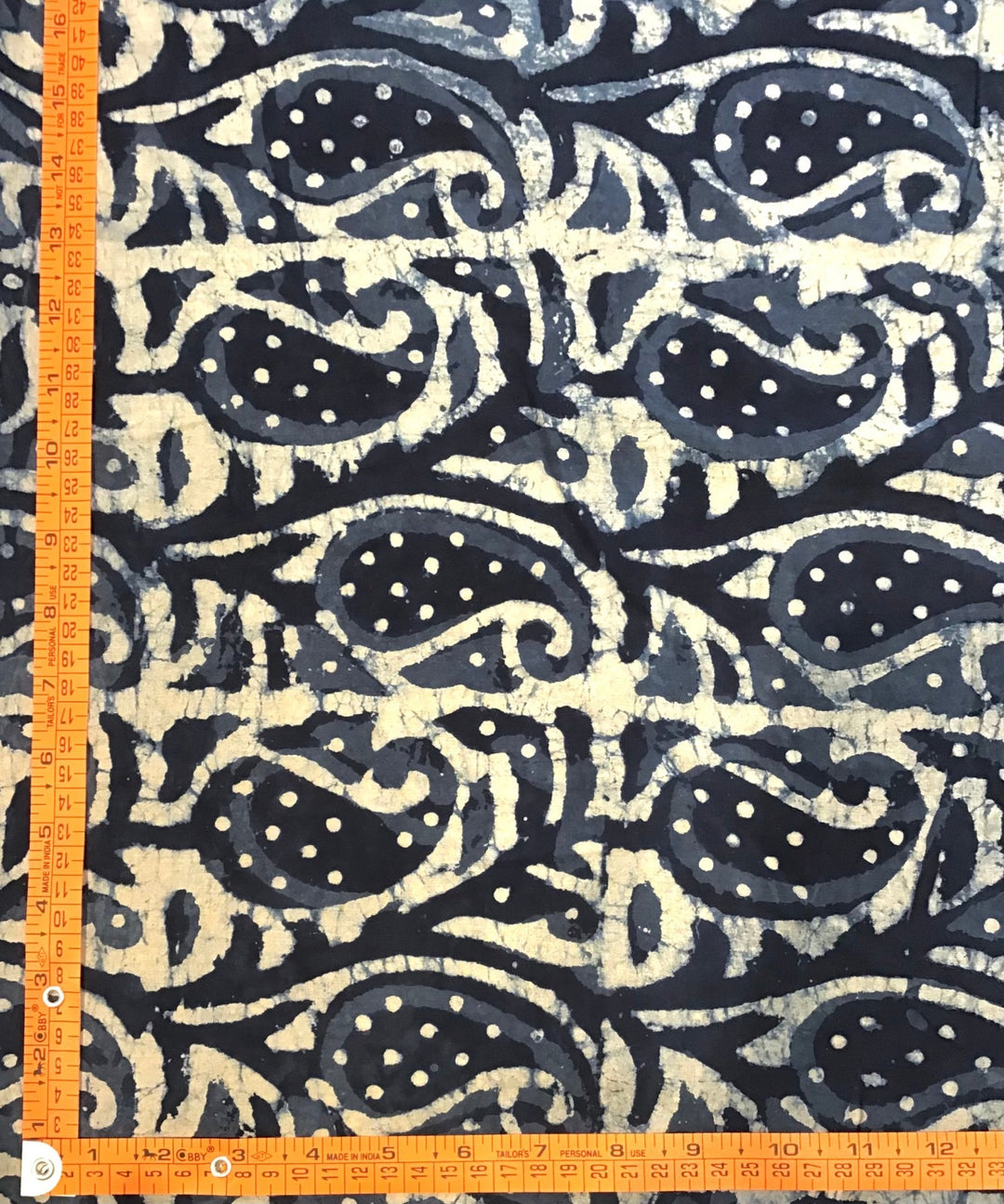 Denhim paisley abstract Batik Hand Printed Pure Cotton Fabric - Violet Elizabeth - Haberdashery