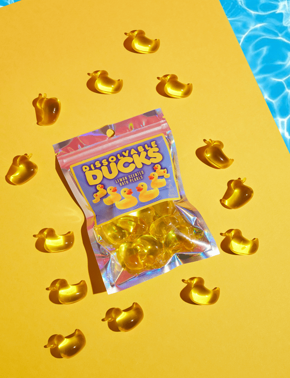 Dissolvable Ducks - Lemon Scented, Duck Shaped Bath Pearls - Violet Elizabeth - 