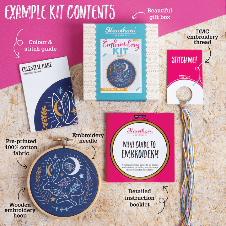 Dorset Days Mini Embroidery Kit | Complete Craft Kit for Beginners - Violet Elizabeth - Haberdashery