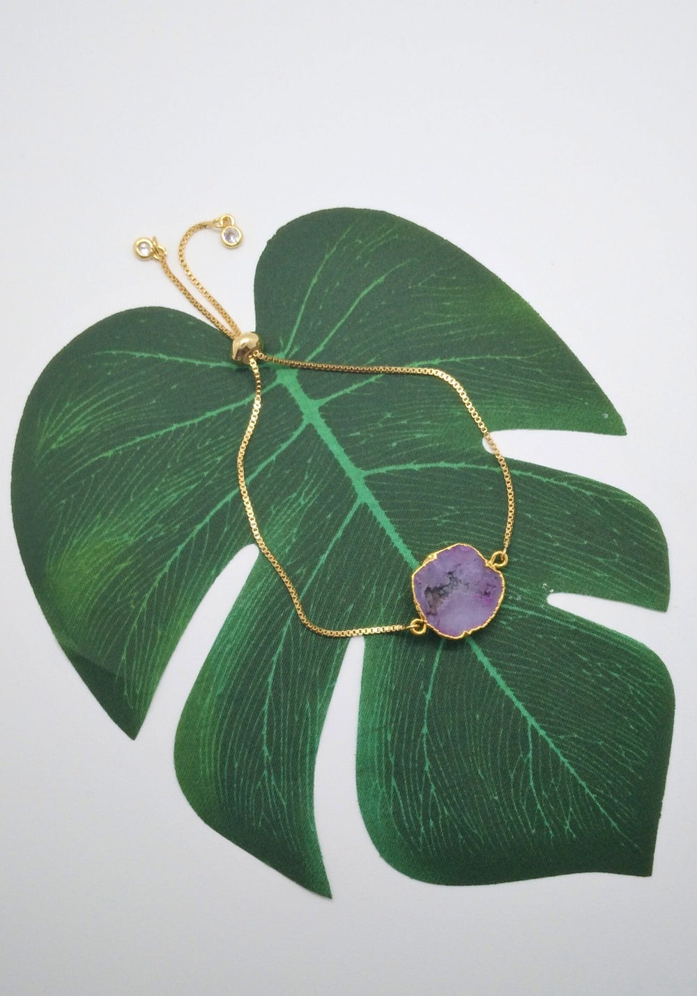 Dusky Pink Half Geode Druzy Bracelet - Violet Elizabeth - Jewellery
