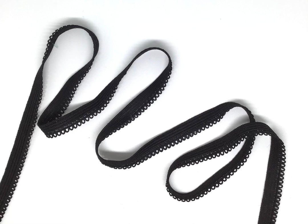 Elastic Black for knickers 10mm inc. scalloped edge - Violet Elizabeth - Haberdashery