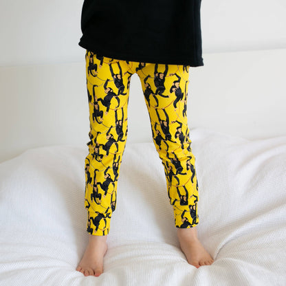 Yellow Chimp print Leggings: 2-3 Y