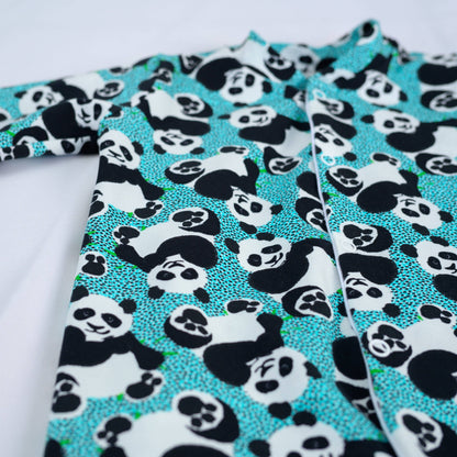 Blue panda cotton sleepsuit: 6-12 M