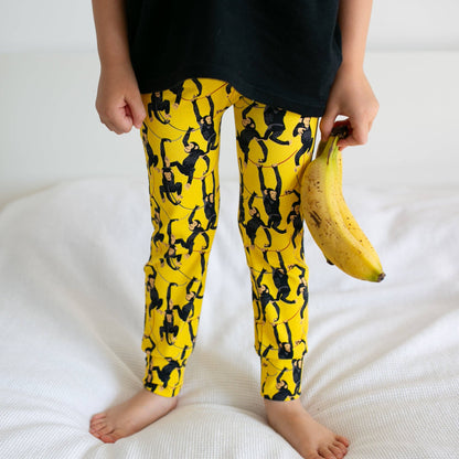 Yellow Chimp print Leggings: 2-3 Y