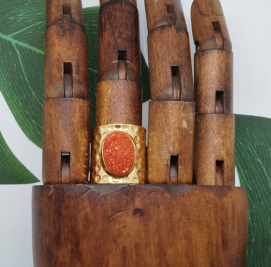 Fire Crystal Crush Agate Ring - Violet Elizabeth - Jewellery