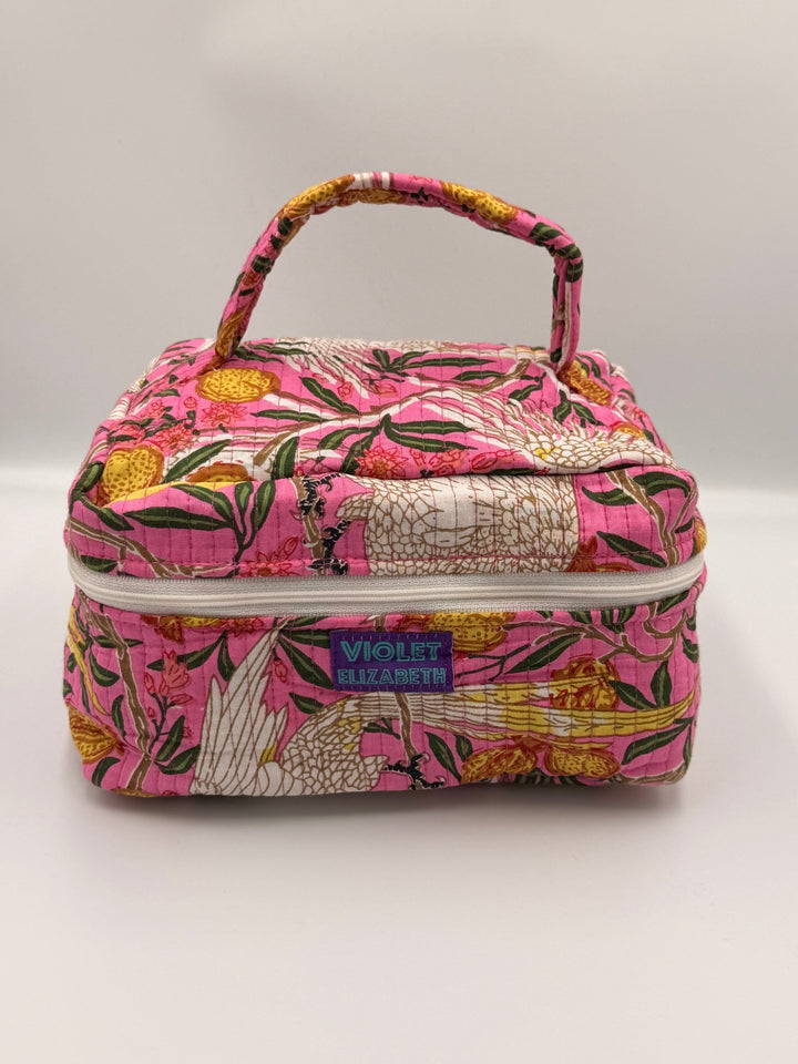 Flaming Cockatoo Vanity Printed Cotton Vanity Bag