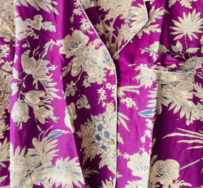 French Violet Foliage Cotton Pyjamas - Violet Elizabeth - Clothing