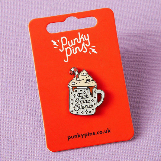 Fuck Christmas Calories Enamel Pin - Violet Elizabeth - Jewellery
