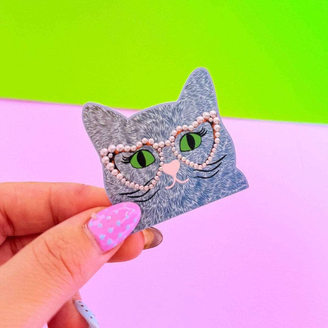 Funky Grey Cat Sticker - Violet Elizabeth - 