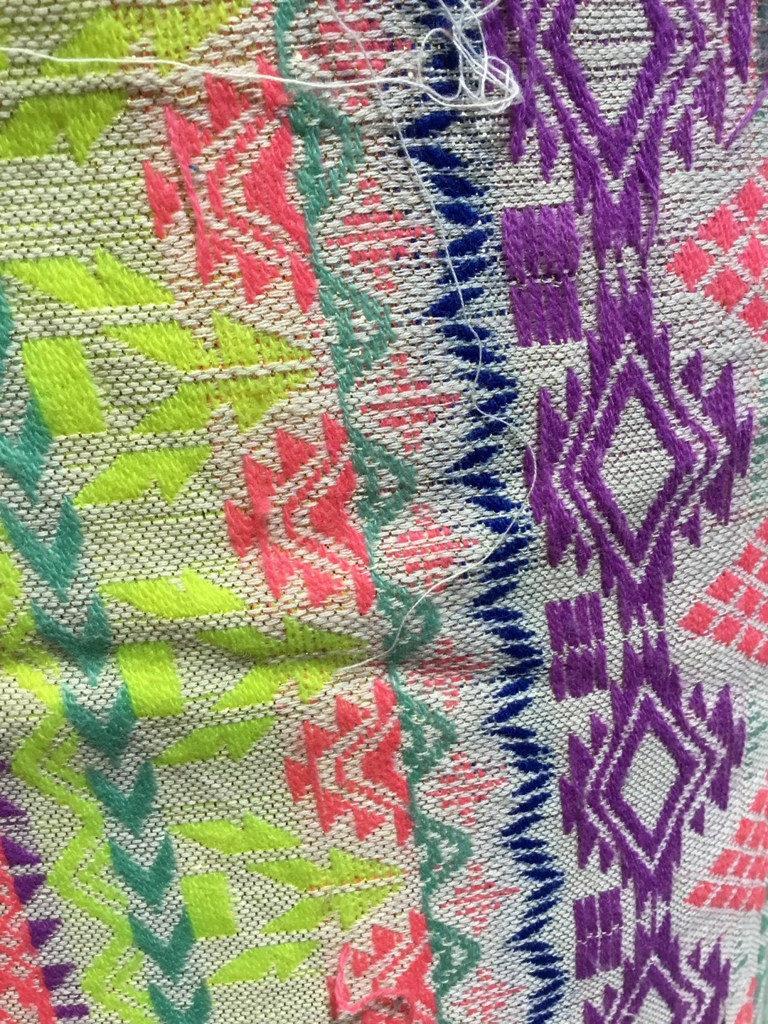 Glitter Multicolour Triangle Aztec Handloom Fabric - Violet Elizabeth - Haberdashery