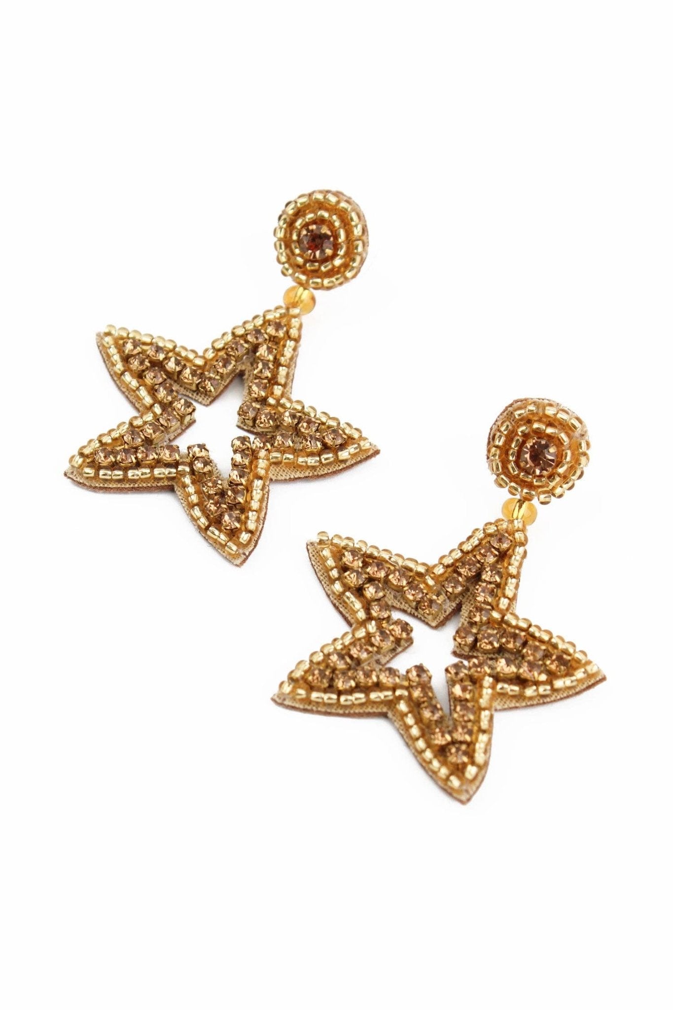GOLD BEADED STAR DROPS - Violet Elizabeth - 