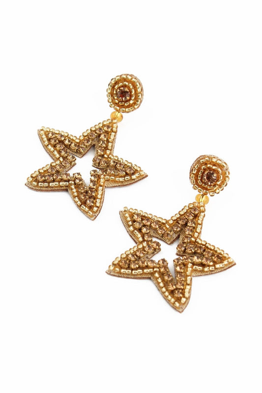 GOLD BEADED STAR DROPS - Violet Elizabeth - 