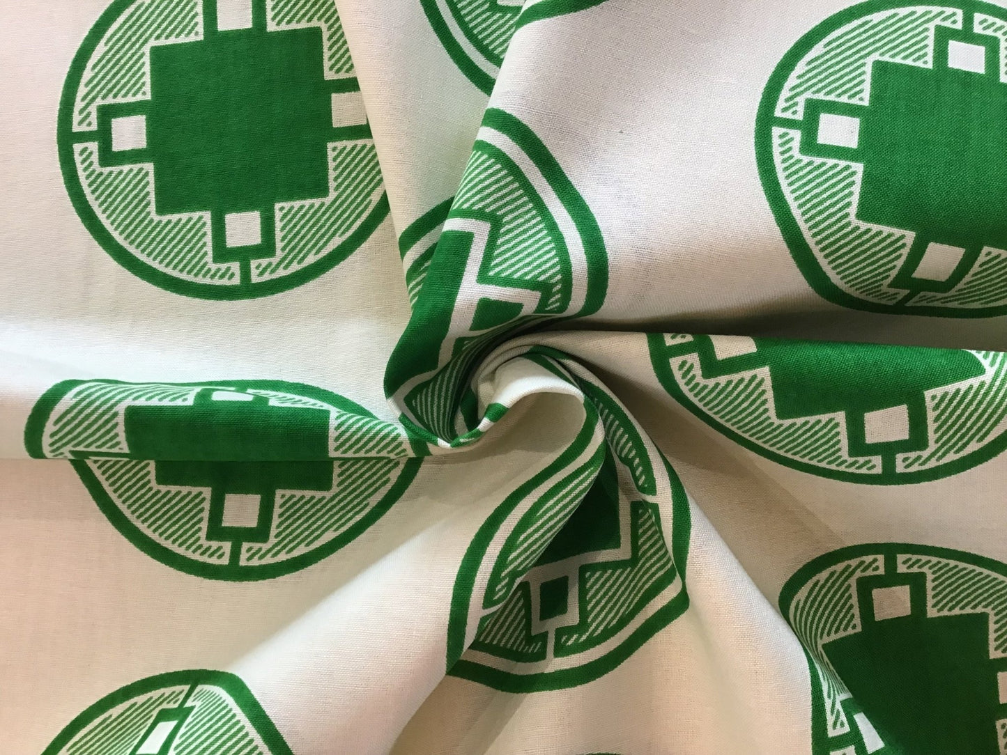 Green circles and squares Wax print fabric - Violet Elizabeth - Haberdashery