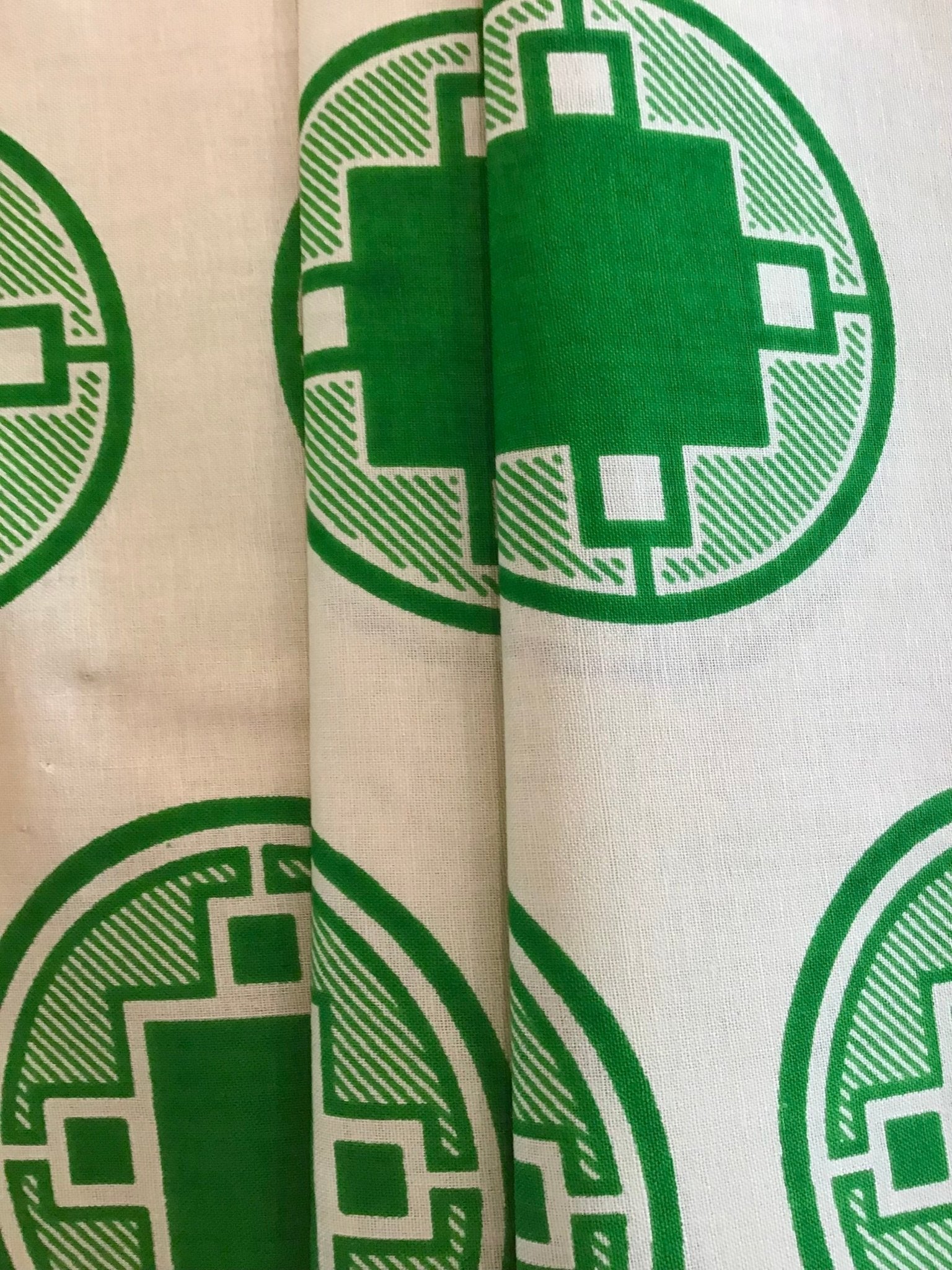 Green circles and squares Wax print fabric - Violet Elizabeth - Haberdashery