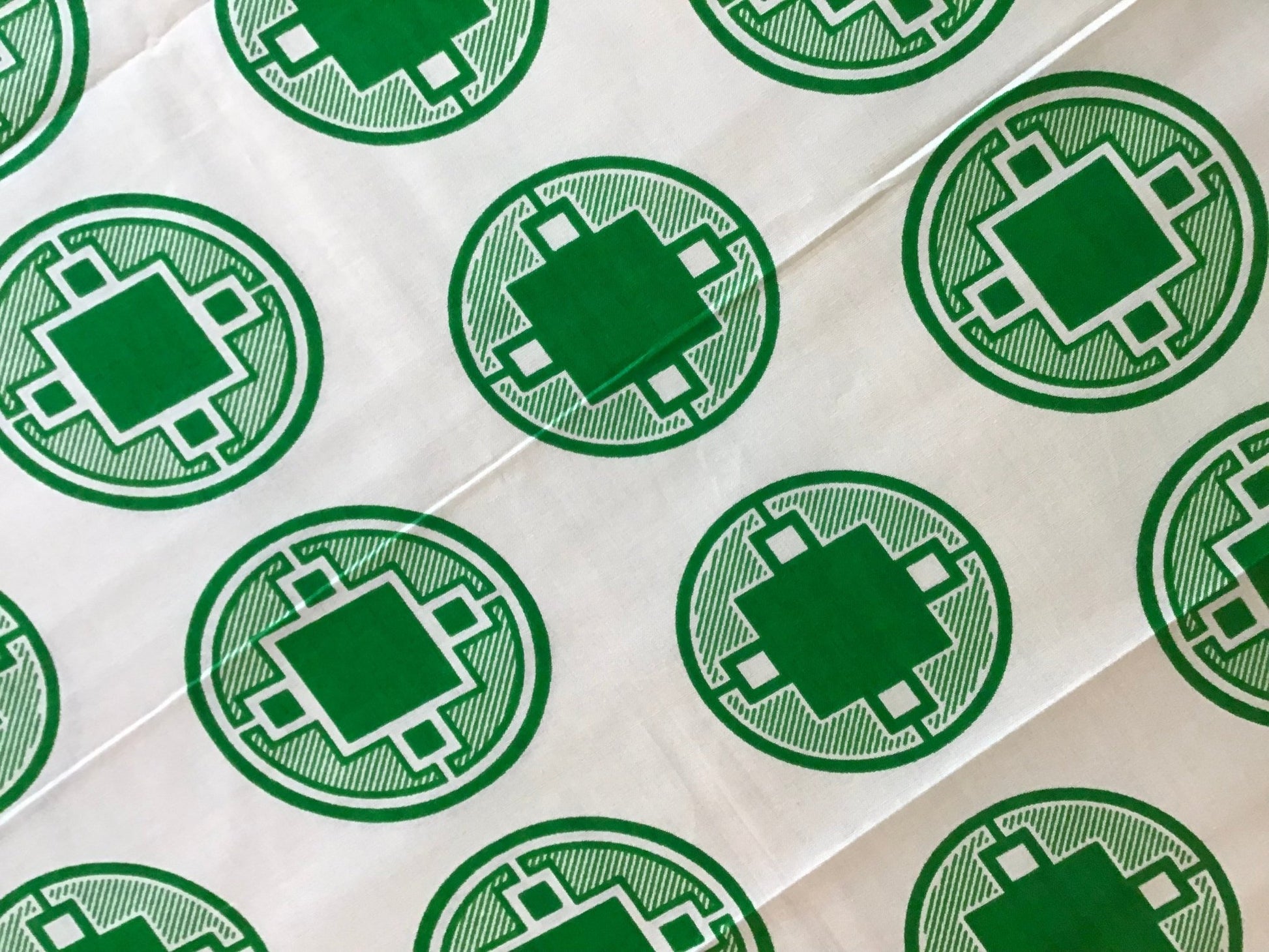 Green circles and squares Wax print fabric - Violet Elizabeth - Haberdashery
