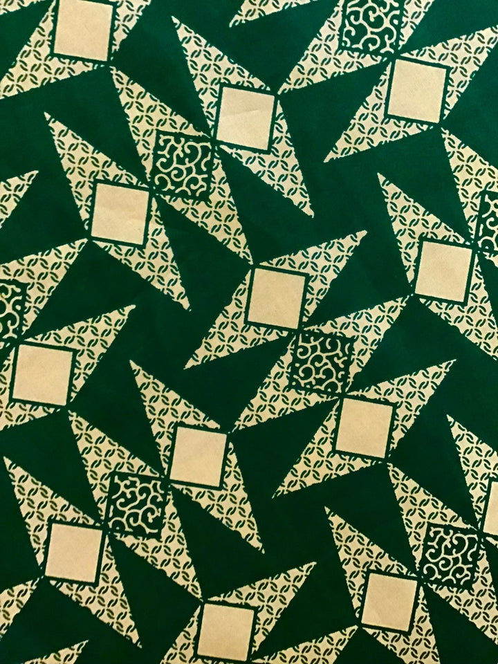 Green Geometric Wax Print Fabric