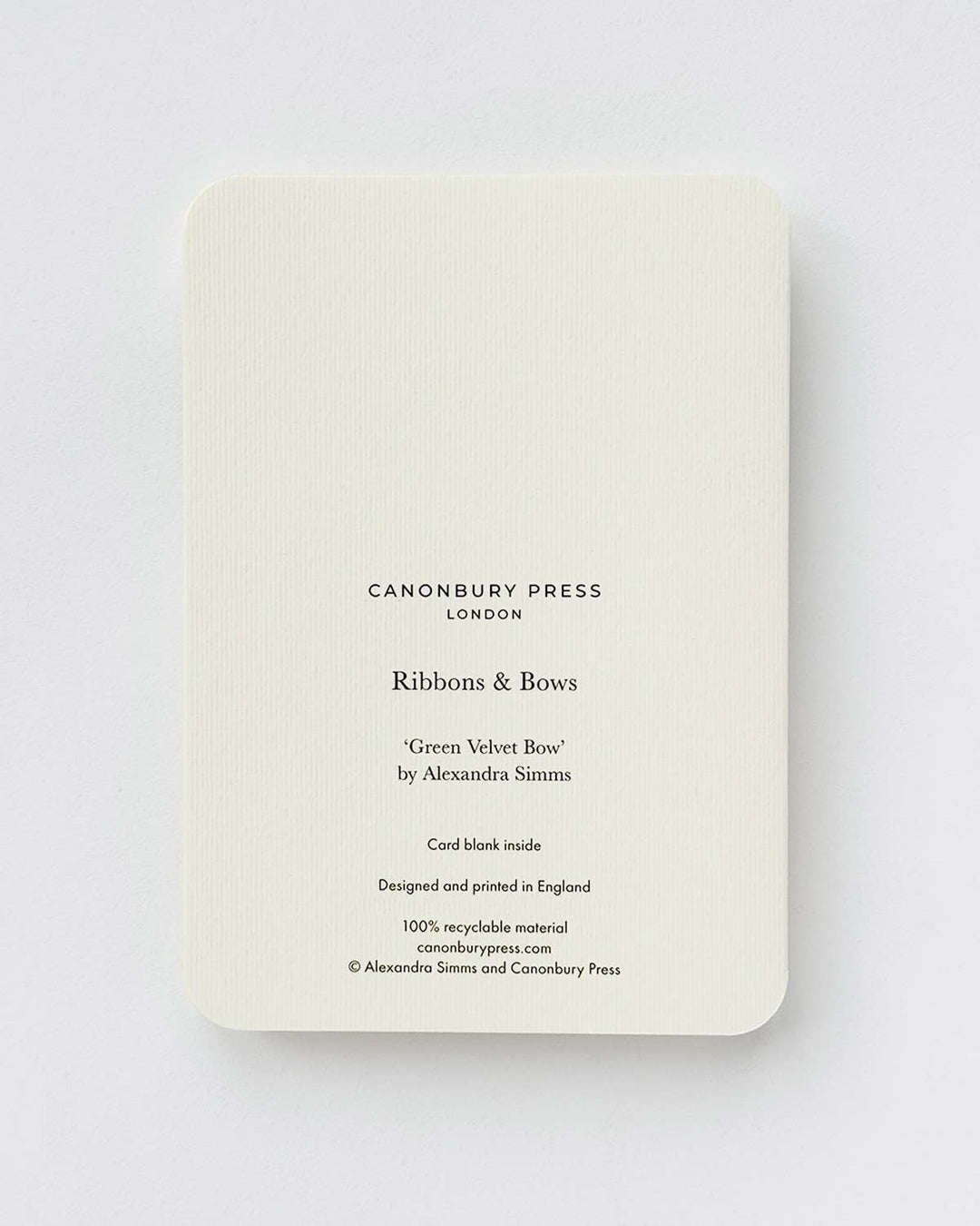 Green Velvet Bow Greeting Card | Birthday Card - Violet Elizabeth - 