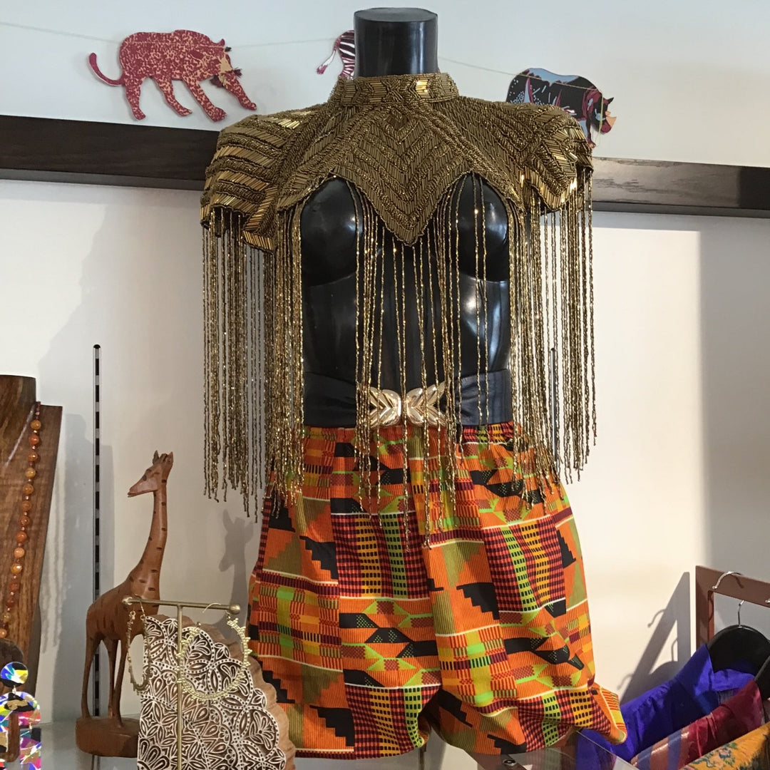 Hand Beaded Cape With Elegant Fringe - Violet Elizabeth - 