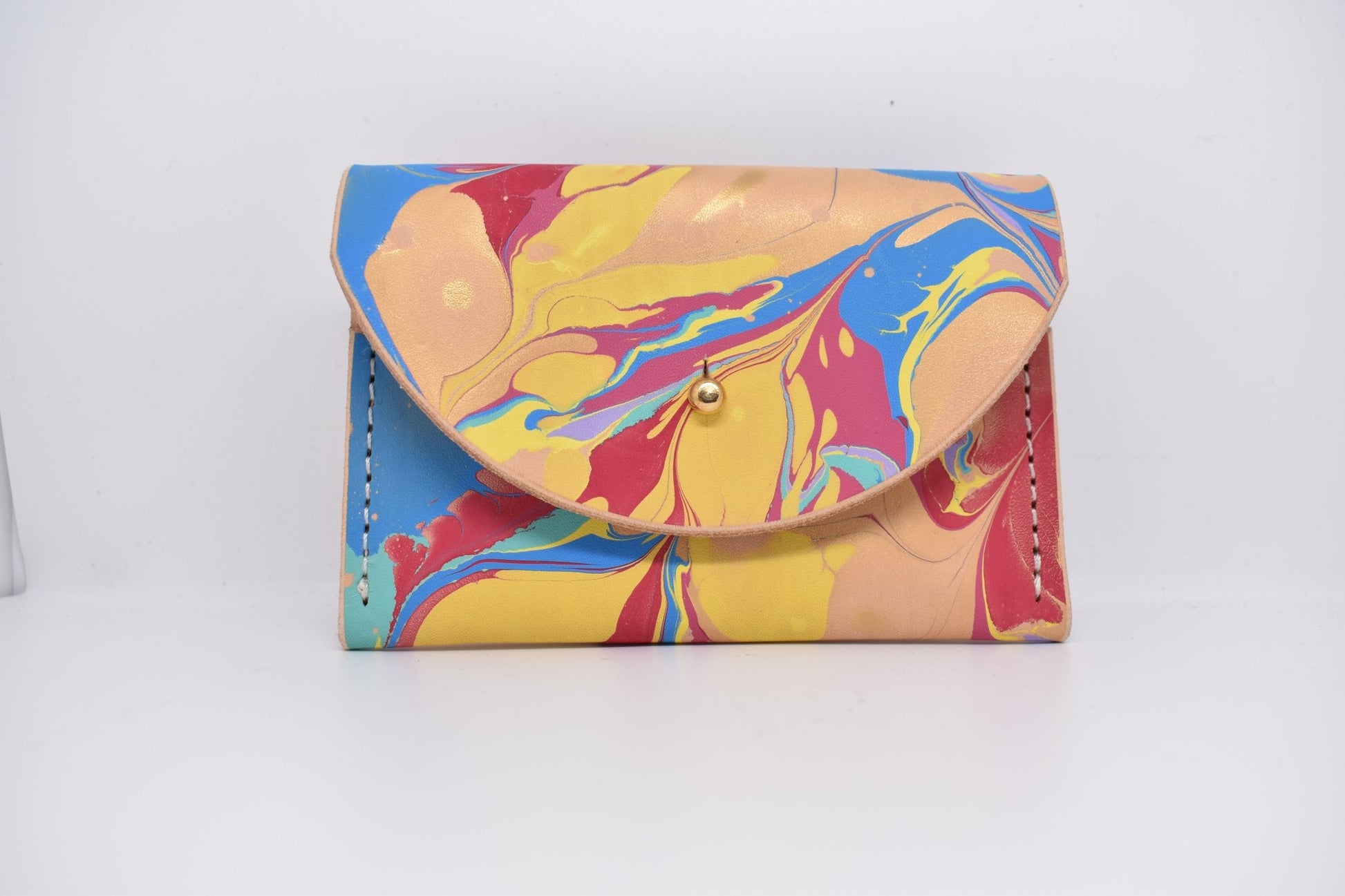 Handmade Leather Card Purse - Marbled - Violet Elizabeth - Handbags