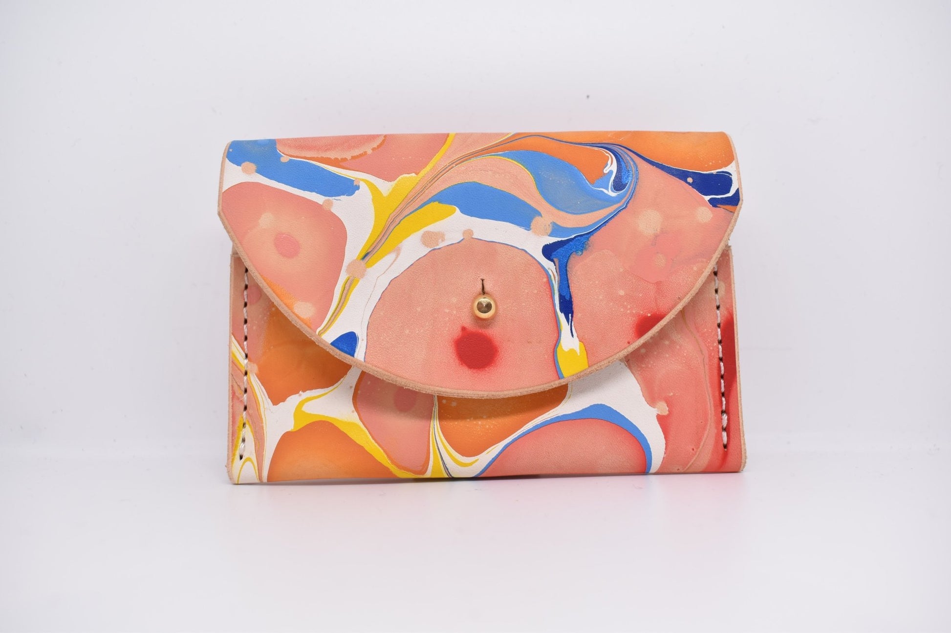 Handmade Leather Card Purse - Marbled - Violet Elizabeth - Handbags