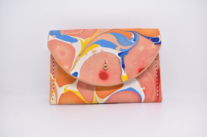 Handmade Leather Card Purse - Marbled - Violet Elizabeth - Handbags