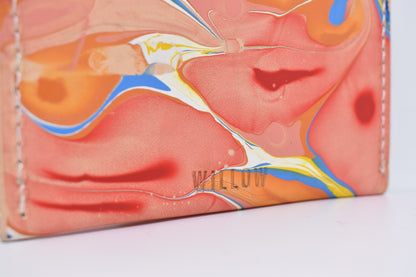 Handmade Leather Card Purse - Marbled - Violet Elizabeth - Handbags
