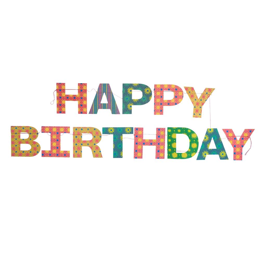 Happy Birthday Sewn Garland - Violet Elizabeth - 