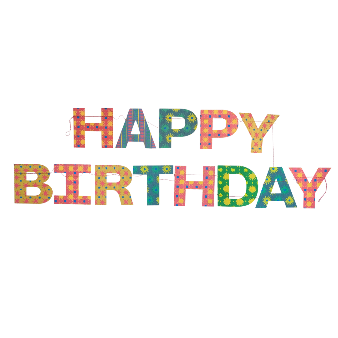 Happy Birthday Sewn Garland - Violet Elizabeth - 