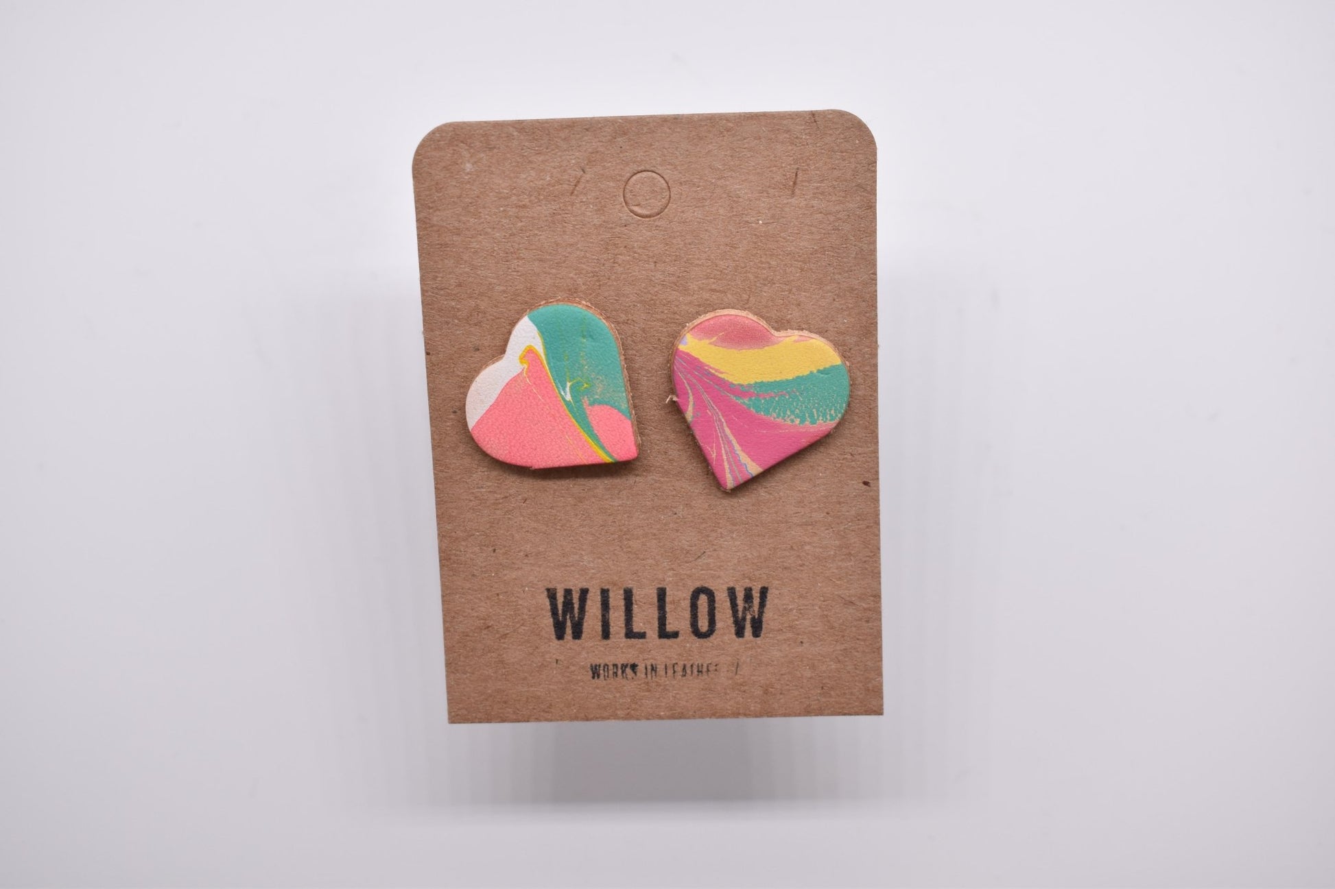 Heart Marbled Leather Earrings - Violet Elizabeth - Jewellery
