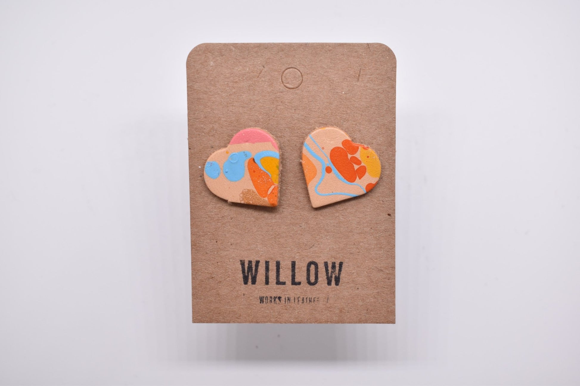 Heart Marbled Leather Earrings - Violet Elizabeth - Jewellery