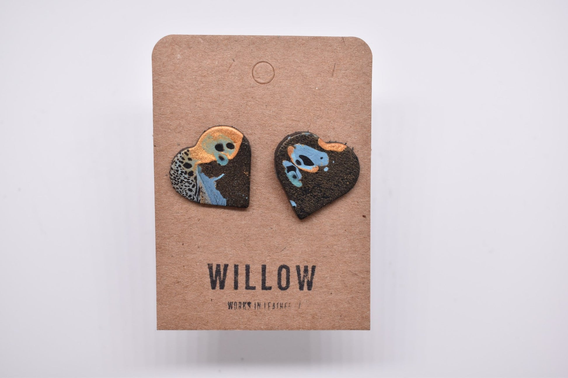 Heart Marbled Leather Earrings - Violet Elizabeth - Jewellery