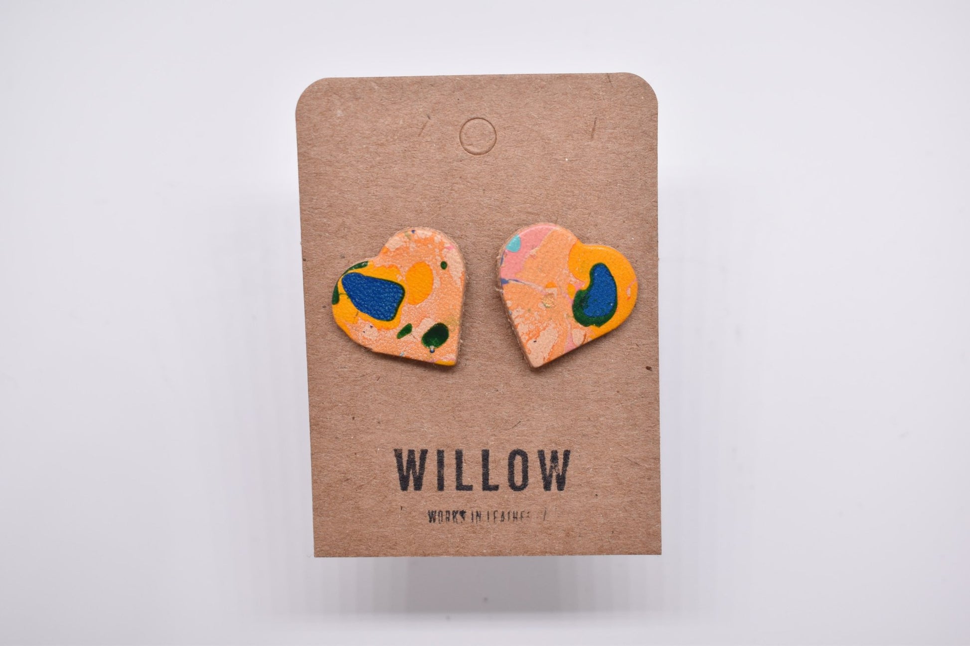 Heart Marbled Leather Earrings - Violet Elizabeth - Jewellery