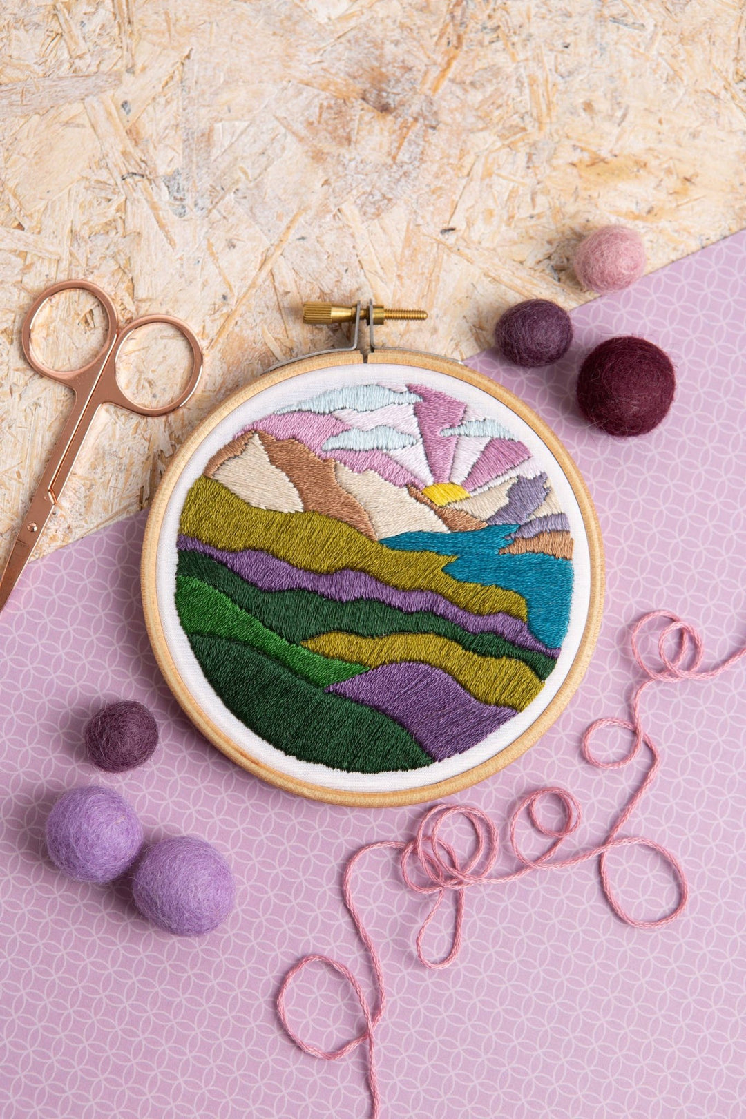 Highland Hike Mini Embroidery Kit | Complete Craft Kit for Beginners - Violet Elizabeth - Haberdashery