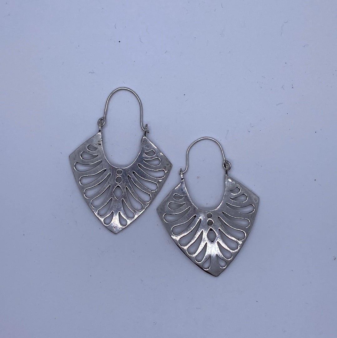 Brass & Silver leaf earring large - Violet Elizabeth