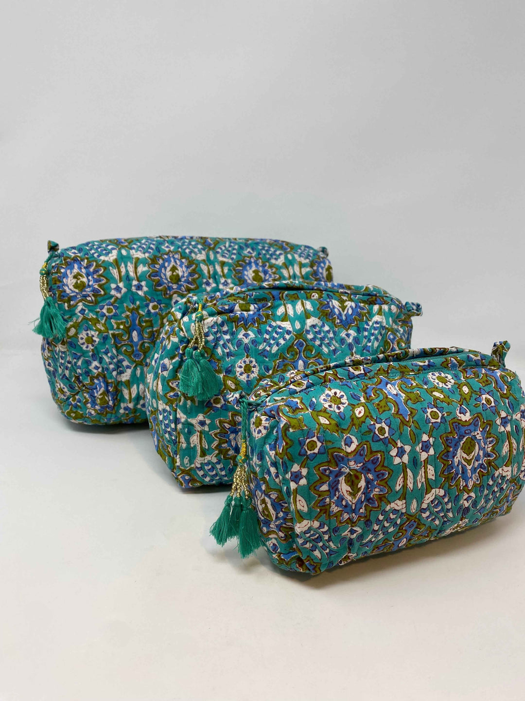 Sea Green Printed Cotton Washbag