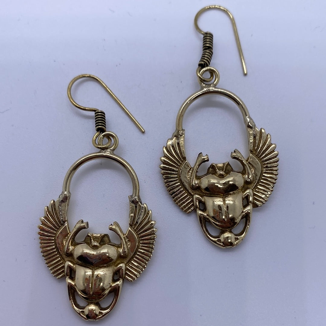 Scarab brass small hoop earrings - Violet Elizabeth