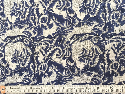 indigo hunt organic cotton Block Printed Fabric - Violet Elizabeth - Haberdashery